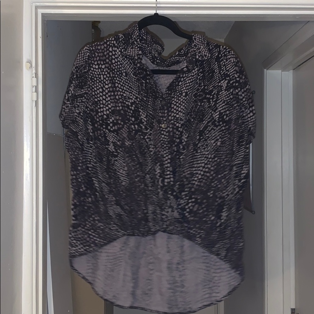 Snake skin high low dress shirt